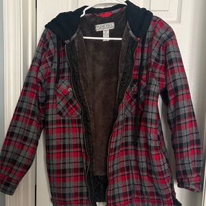 Plaid Utility Jacket with Hood